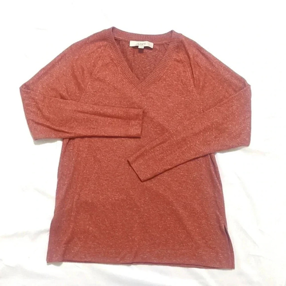 LOFT V-Neck Lightweight Sweater Color Burnt Orange Size XS - Picture 1 of 13
